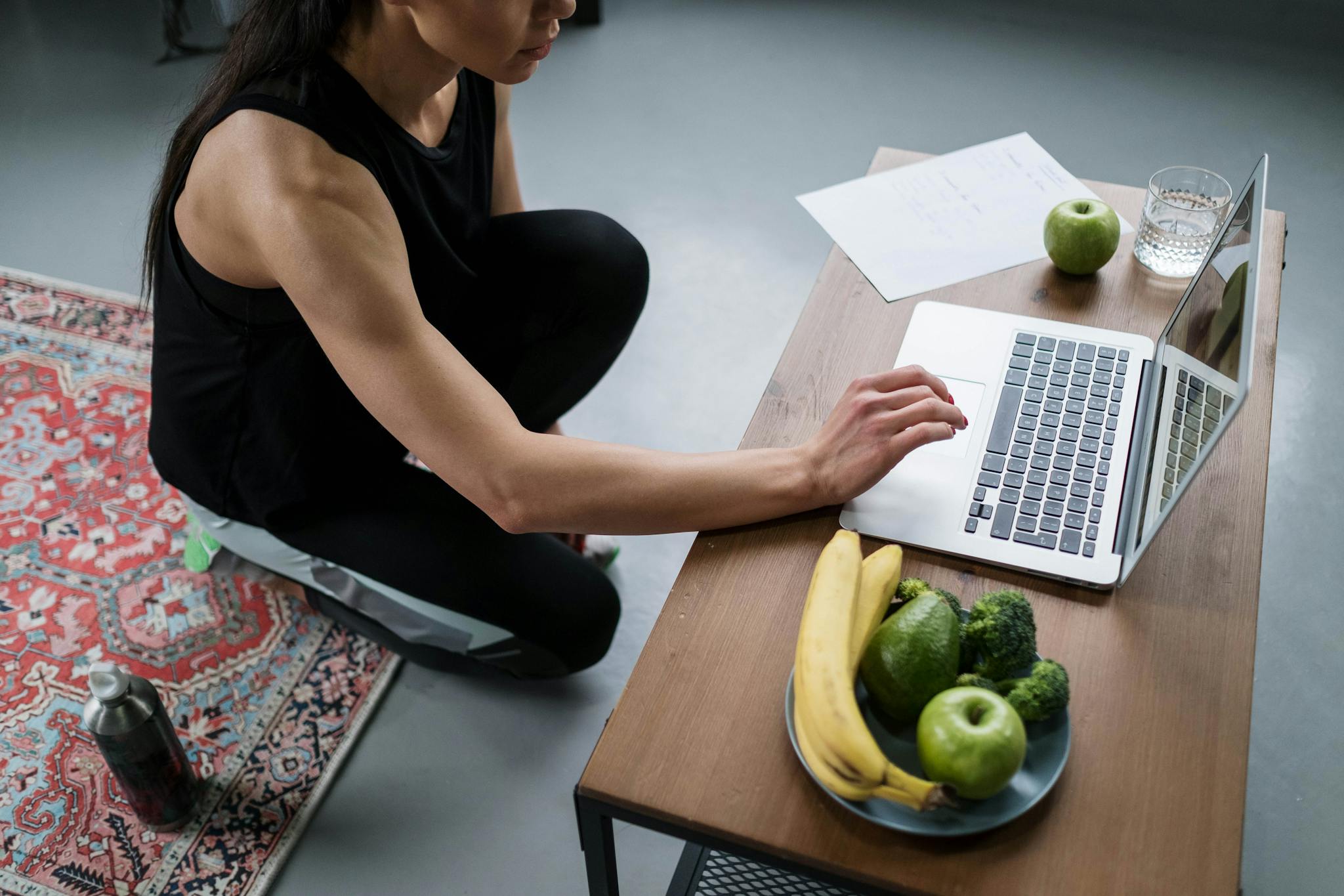 a woman in a home office using